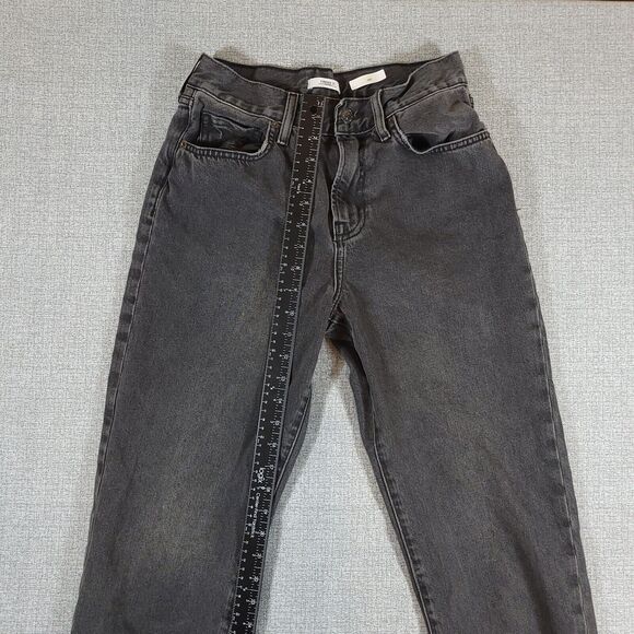Forever 21 Premium Jeans Womens 26 Raw Hem Midrise Straight Leg Black - Picture 5 of 13